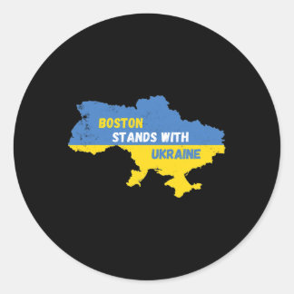 Boston Massachusetts steht mit der Ukraine Runder Aufkleber