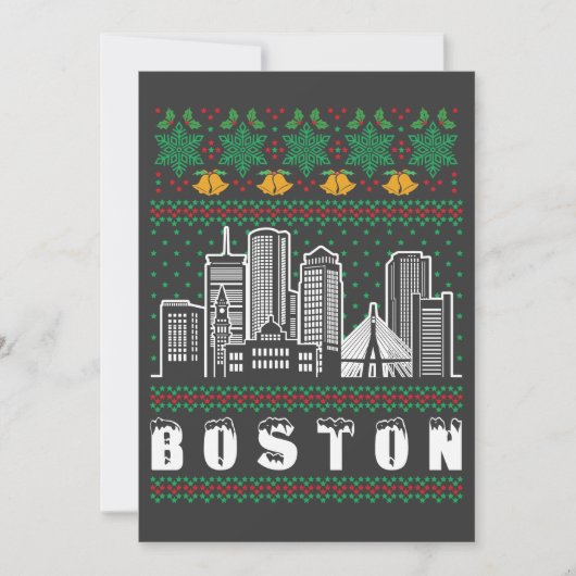 Boston Massachusetts Ugly Christmas Einladung (Vorderseite)