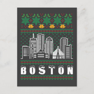 Boston Massachusetts Ugly Christmas Postkarte