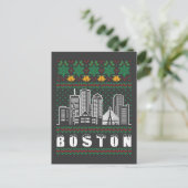 Boston Massachusetts Ugly Christmas Postkarte (Stehend Vorderseite)