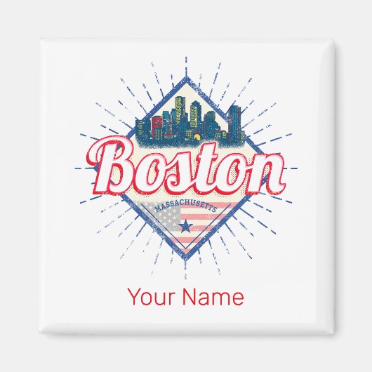 Boston Massachusetts United Staaten Vintag USA Magnet (Vorne)