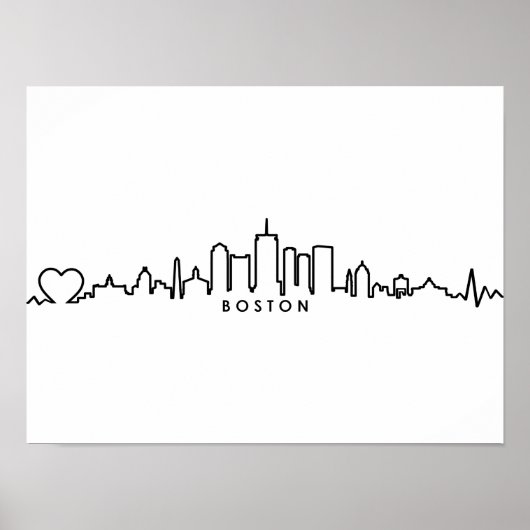 BOSTON Massachusetts USA City Skyline Silhouette Poster (Vorne)