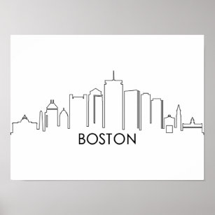 BOSTON Massachusetts USA City Skyline Silhouette Poster