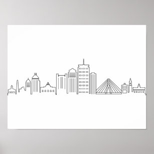 BOSTON Massachusetts USA City Skyline Silhouette Poster