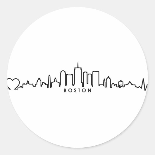BOSTON Massachusetts USA City Skyline Silhouette Runder Aufkleber (Vorderseite)
