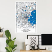 Boston Massachusetts USA Travel City Map Poster (Heimbüro)