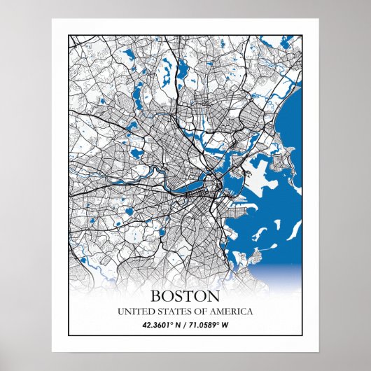 Boston Massachusetts USA Travel City Map Poster (Vorne)