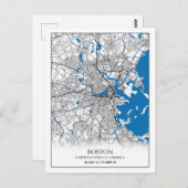Boston Massachusetts USA Travel City Map Postkarte (Vorne/Hinten)
