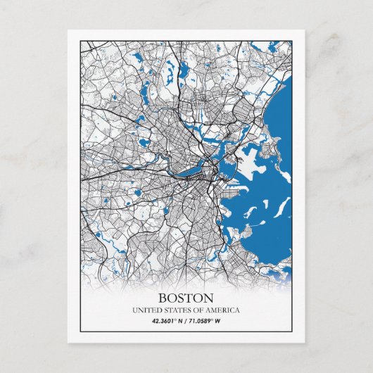 Boston Massachusetts USA Travel City Map Postkarte (Vorderseite)