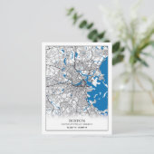 Boston Massachusetts USA Travel City Map Postkarte (Stehend Vorderseite)