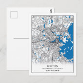 Boston Massachusetts USA Travel City Map Postkarte (Vorne/Hinten)