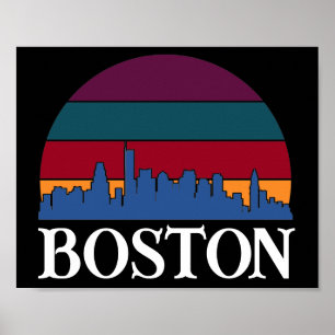 Boston Massachusetts Vintag Cityscape Poster