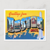 Boston, Massachusetts Vintage Big Letters Postkarte (Vorderseite)