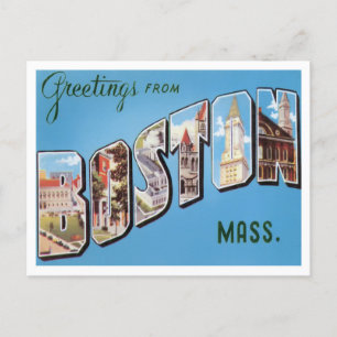 Boston, Massachusetts Vintage Große Buchstaben Pos Postkarte