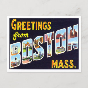 Boston, Massachusetts Vintage Große Buchstaben Pos Postkarte