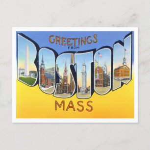 Boston, Massachusetts Vintage Große Buchstaben Pos Postkarte