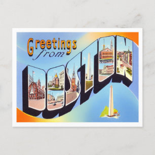 Boston, Massachusetts Vintage Große Buchstaben Pos Postkarte