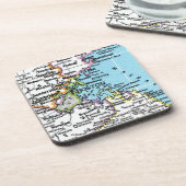 Boston, Massachusetts Vintage Karte Getränkeuntersetzer (Linke Seite)