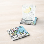 Boston, Massachusetts Vintage Karte Getränkeuntersetzer (Rechte Seite)