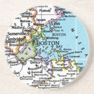 Boston, Massachusetts Vintage Karte Sandstone Getränkeuntersetzer