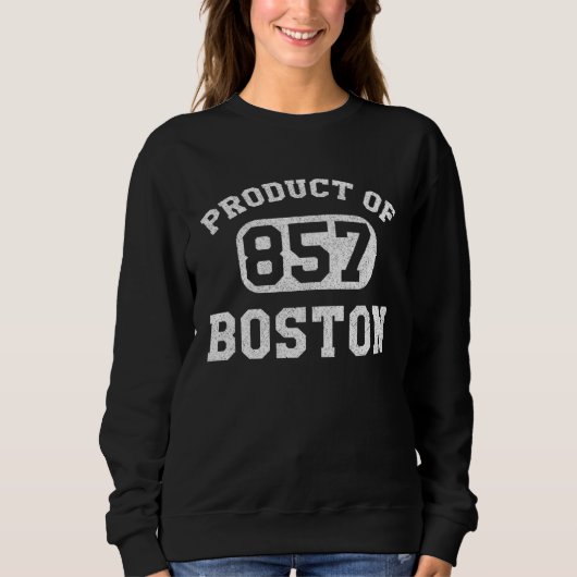 Boston Massachusetts Vintage Retro Area Code Sweatshirt (Vorderseite)