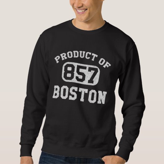 Boston Massachusetts Vintage Retro Area Code Sweatshirt (Vorderseite)