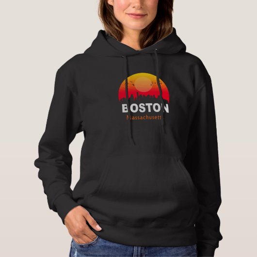 Boston Massachusetts Vintage Sunset Retro City Sta Hoodie (Vorderseite)