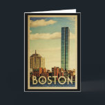 Boston Massachusetts Vintage Travel Karte<br><div class="desc">Boston Massachusetts Design im Vintage Travel Stil mit dem Boston Harbour mit Blick auf die Skyline.</div>