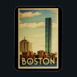 Boston Massachusetts Vintage Travel Magnet<br><div class="desc">Boston Massachusetts Design im Vintage Travel Stil mit dem Boston Harbour mit Blick auf die Skyline.</div>