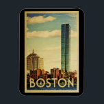 Boston Massachusetts Vintage Travel Magnet<br><div class="desc">Boston Massachusetts Design im Vintage Travel Stil mit dem Boston Harbour mit Blick auf die Skyline.</div>