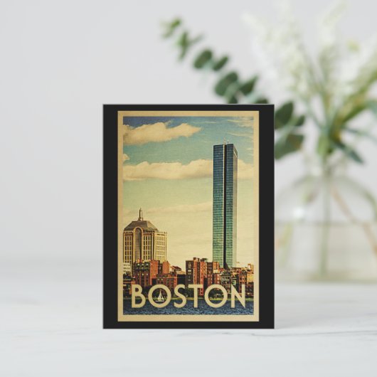 Boston Massachusetts Vintage Travel Postkarte (Stehend Vorderseite)