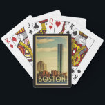 Boston Massachusetts Vintage Travel Spielkarten<br><div class="desc">Boston Massachusetts Design im Vintage Travel Stil mit dem Boston Harbour mit Blick auf die Skyline.</div>