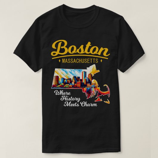 Boston Massachusetts, wo die Geschichte Charme 1 t T-Shirt (Design vorne)