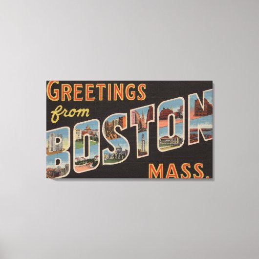Boston, MassachusettsGroße Buchstabenszenen Leinwanddruck (Vorderseite)
