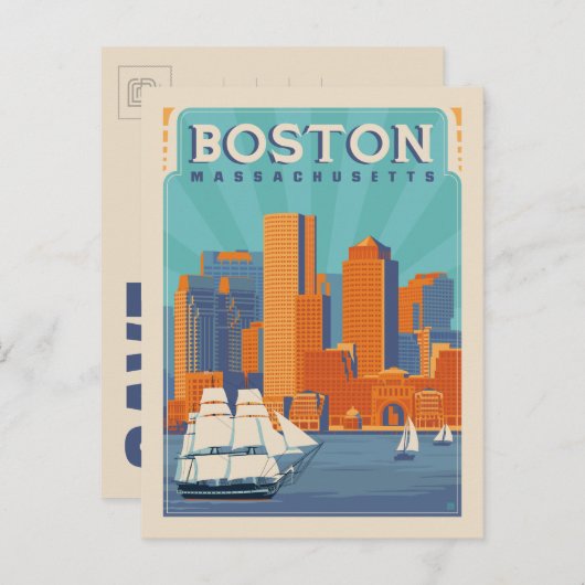 Boston, Massachussetts | Save The Date Ankündigungspostkarte (Vorne/Hinten)