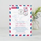 Boston nach Bermuda Wedding Airmail Einladung (Stehend Vorderseite)