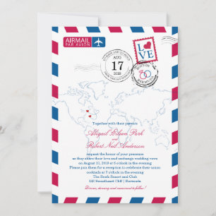 Boston nach Bermuda Wedding Airmail Einladung