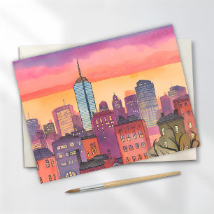 Boston North End Aquarell MA Stadtlandschaft Karte