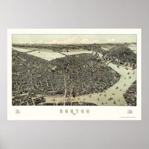 Boston, panoramische Karte MAs - 1899 Poster