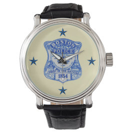 Boston Police Custom Black Vintag Leather Armbanduhr