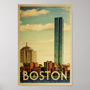 Boston Poster Vintage Travel Poster Hafen Skyline
