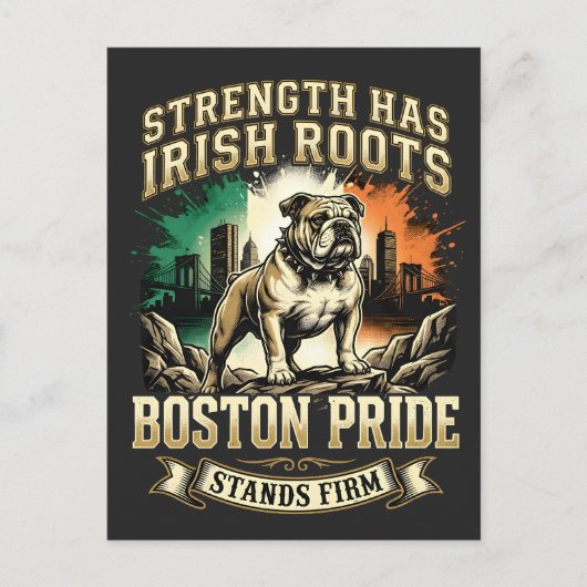 Boston Pride Irish Roots Bulldog Postkarte (Vorderseite)
