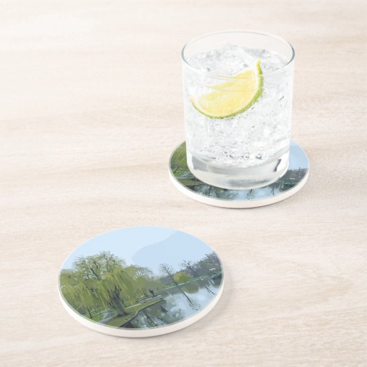 Boston Public Garden Massachusetts Malerei Getränkeuntersetzer (Seite)