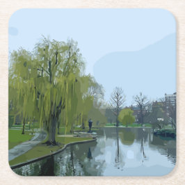 Boston Public Garden Massachusetts Malerei Rechteckiger Pappuntersetzer