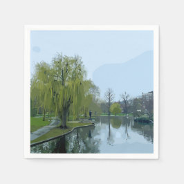Boston Public Garden Massachusetts Painting Serviette