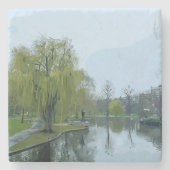 Boston Public Garden Massachusetts Painting Steinuntersetzer (Vorderseite)