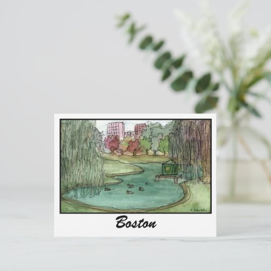 Boston Public Garden Postkarte (Stehend Vorderseite)