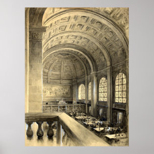 Boston Public Library Bates Hall 1896 Poster