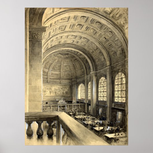 Boston Public Library Bates Hall 1896 Poster (Vorne)