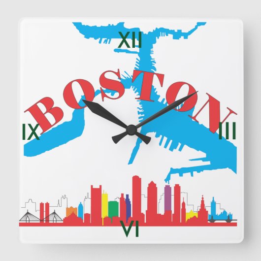 Boston Quadratische Wanduhr (Vorderseite)